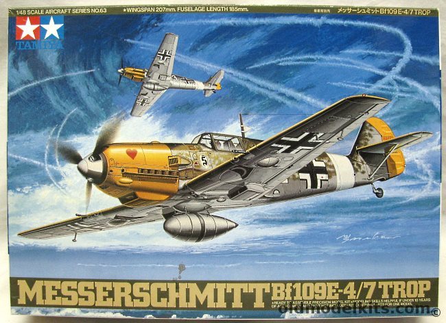 Tamiya 1/48 Messerschmitt Bf-109 E-4/7 Trop, 61063-2500 plastic model kit